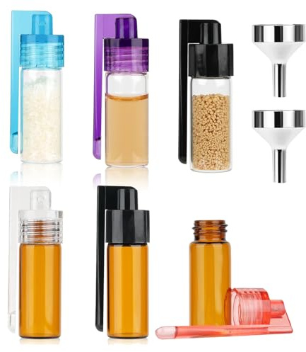 JOOTUEPO Girare Barattoli per Spezie, 12 Pezzi Bottigliette di Vetro Piccole, 50mm Mini Bottiglie Vetro, per Zenzero, Liquori, Bevande e Spezie con Coperchi Etichette Imbuto ed Spazzola