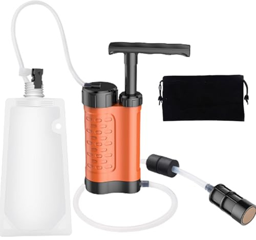 Vibhgtf Cannuccia Filtro Acqua Personale – di Purificazione Esterna, Filtro Portatile a Pompa, Attrezzatura di Sopravvivenza Compatta | Filttro Leggero d’Emergenza per Campeggio, Escursioni, Zaino