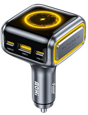 AOHI SUPERAUTO 170W Car Charger with TFT Smart Display, 140W PD 3.1 USB C Fast Charging Car Adapter, Compatible with MacBook Pro, Laptops, iPhone 17 Pro Max, Galaxy S25 Ultra