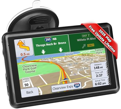 5 inch GPS Navigator Sat Nav for Car, Truck, with UK Europe Maps, Lifetime Free Updates, Support Postcode Search and Voice Guidance