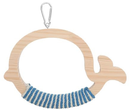 VICASKY Columpio Colgante de Madera para Pájaros, Juguete para Loros y Periquitos, Hamaca Colgante Resistente y Segura, Accesorio para Jaula de Aves, Instalación Fácil y Versátil, Tamaño