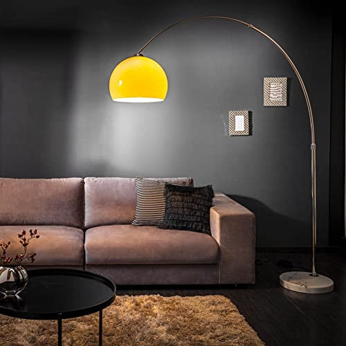 cagü Design Retro Lounge Bogenlampe LUXX Orange & Chrom glänzend mit Marmorfuß Weiß 175-205cm Höhe verstellbar