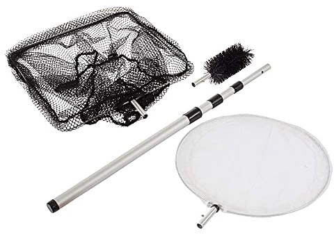 Heissner 3 in 1 Pond Koi Fish Net Set with Blanketweeed String Algae Cleaning Brush