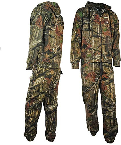 Tuta da uomo con stampa giungla completo pantaloni con cappuccio mimetico albero combattimento, Tonalità assortite., XXXXL