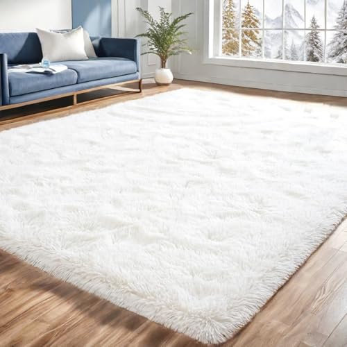 linyingdian Alfombra Esponjosa de Sala de Estar Modernas adecuadas para el Dormitorio de los Niños Decoración para el Hogar de la Interior, Alfombra Ultra Suave (Blanco, 80 x 120 cm)