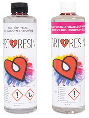Rayher Art Resin Epoxyharz, 2 x je 470 ml (16 oz), Epoxidharz mit Härter, glasklar, zum Gießen und Beschichten, Gießharz, Schmuckherstellung, Formenbau, Weiß, 34452000