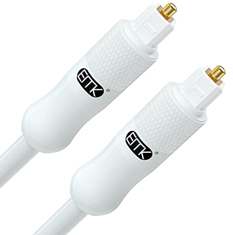 EMK White Digital Optical Audio Cable, SPDIF Toslink Sound Bar Cord for TV, PS4, Xbox & Home Theater (0.5M)