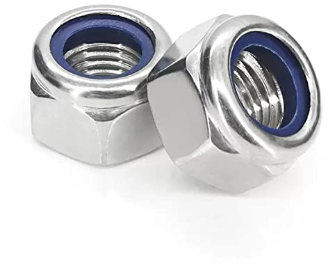 M6-1.0 Selbstsichernde Muttern A2 V2A 304 Edelstahl Sicherungsmutter, Kontermuttern Din 985 mit Nyloneinsätzen 50 Stück