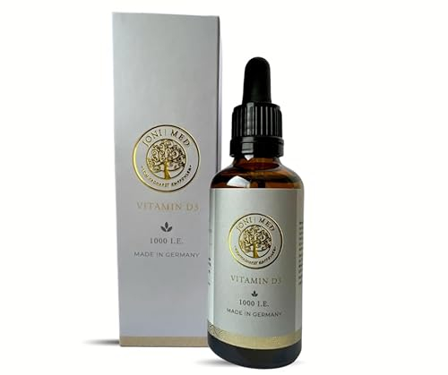 JONI | MED • Vitamin D3 - Langzeitvorrat mit 50ml - hochdosiert mit 1000 IE pro Tropfen, in MCT Kokosöl für eine gute Bioverfügbarkeit, ohne Zusatzstoffe
