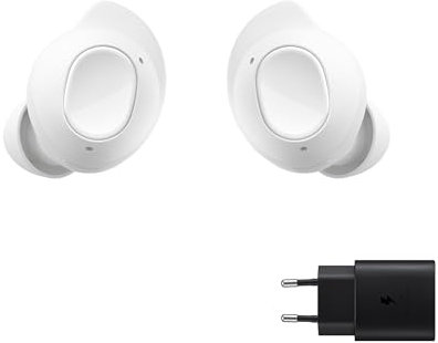 Samsung Galaxy Buds FE + Cargador - Auriculares Inalámbricos, Cancelación de Ruido Activa, Ajuste Cómodo, 3 Micrófonos, Control Táctil, Bajos Graves, Blanco (Versión Española)