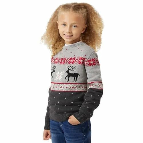 Chaps Kid's Crewneck Family Holiday Christmas Sweater (US, Alpha, Medium, Regular, Gray)