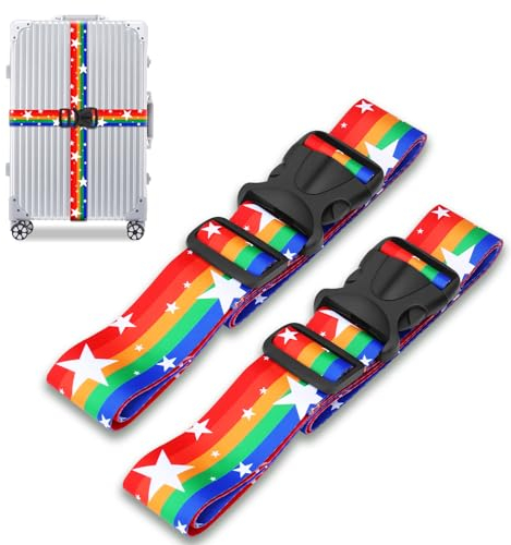 Koffergurte 2 stück,Koffergurt, Koffergurt Kreuzgurt, Kofferband Personalisiert, Personalisierte Gepäckgurte, Langlebiges, Hochdichtes Gurtband. (Farbstreifen)