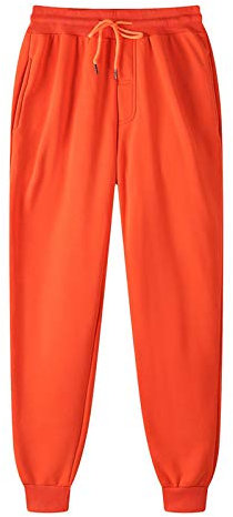 Jogginghose für Herren, solide Baumwolle, schmale Passform, Stretch-Trainingshose, leicht, Freizeithose mit Tasche, elastische Taille, Trainingshose mit geradem Bein, enganliegende Sporthose, Orange,