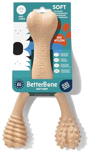 BetterBone - Juguete para Perros para Masticar - Large Soft Beef - Hueso masticable para Perros sin Nailon ni OGM a Base de celulosa, Juguete masticable Suave con Delicioso Sabor a Carne de Vacuno -
