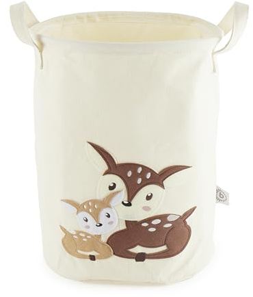 Bieco Panier à Linge pour Bébé Cerfs | Grand Panier de Rangement pour Enfants en Coton et Imperméable | Rangement Chambre d'enfant | Panier à Linge pour Fille Chambre d'enfant Jouet