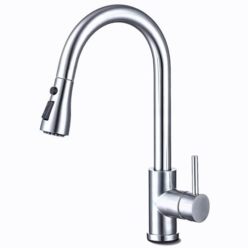 HASVREOG Kitchen Pull-Down Faucet with High Arc Spout, Dual Function Spray Head,High - Performance Pull - Out Kitchen Sink Faucet,Easy Installation (Brushed Nickel)