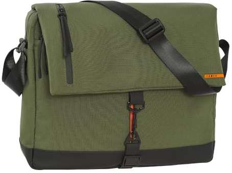 COMIX Campus - Messenger, Borsa Tracolla Regolabile, 2 Tasche Interne Imbottite Porta PC e Tablet 14'', Tasca Frontale, Patta con Fibbia e Tracolla Regolabile, 35x29Hx11 cm, Verde