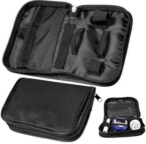 HONMEET Étui de Rangement Portable 2pcs en Tissu Oxford Noir Plusieurs styles Style à Fermeture Éclair Plusieurs styles pour Appareil Prise de Glycémie pour Domicile et Déplacements