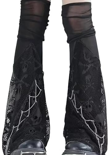 KAVOBO Leg Warmers for Women, Halloween Skull Leg Warmers Girls, Y2K Gothic Black Accesories