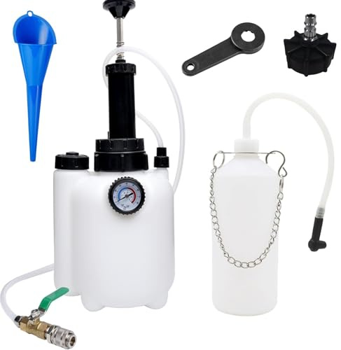 TINMAGI 3L Purgador Frenos Coche, Purgador de Frenos Manual, Dispositivo de Purga de Frenos Kit, con 1L Botella de Purga, Adaptador E20 y Embudo, Cambio Liquido Brake Bleeder Kit