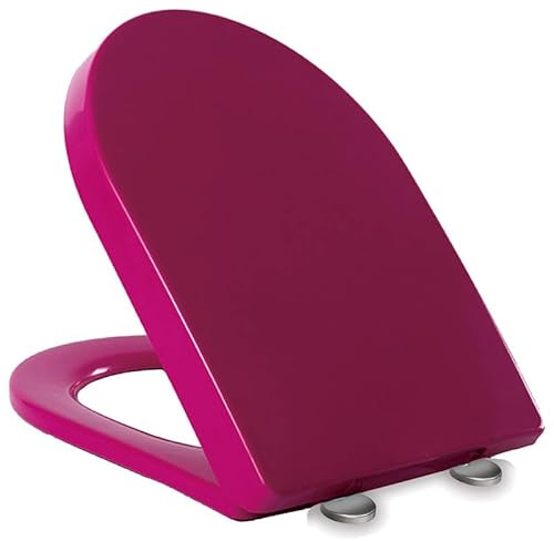 Asiento de Inodoro Universal Forma U/D, Tapa WC de Cierre Suave con Bisagras Ajustables y Liberación Rápida para una Fácil Limpieza, Tapa de Inodoro de PP, Tapadera WC Morado, 46x36cm