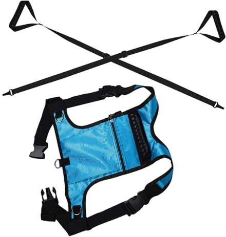MAGICLULU Harnais Entraînement Ski Snowboard Garçon Fille Ajustable avec Pochette Zippée Bleu Sangle Sécurité Débutant pour Apprentissage et Contrôle des Vitesse Plein Air