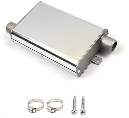 Silenciador de Escape 24mm Aleación Aluminio - para Sistemas Escape y Calefacción Independiente - Compatible con Calentadores Diésel Eberspacher/Webasto (Plateado)