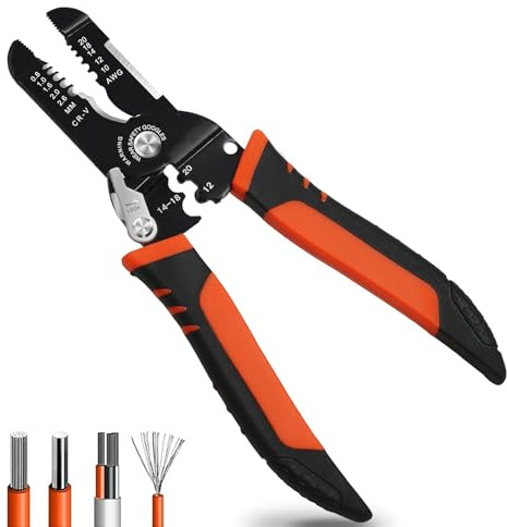 5-In-1 Abisolierzange Schneider Abisolierwerkzeug für 20-10 AWG Kabel, Multifunktionale Abmantelungswerkzeug für Abisolieren, Schneiden, Crimpen, Schärfen, Klemmen