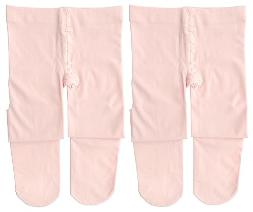 Dancina Mädchen Ballett Strumpfhose Ultra-Stretch Mikrofaser M (122-140) Rosé-Apricot x2