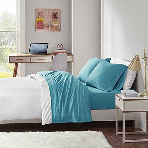 Intelligent Design Juego de Ropa de Cama Acogedor para Todas Las Estaciones, Funda de Almohada a Juego, Mezcla de poliéster, Verde Azulado, Queen