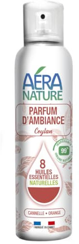Aera Nature - Parfum d'Ambiance Ceylan - Orange Cannelle - 99,9% d’Ingrédients d’Origine Naturelle - +800 Pulvérisations - Fabrication Française - 125 ml
