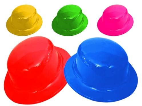 Lote de 15 Sombreros Bombín Decorativos en Colores Surtidos. Artículos de Cotillones. Complementos para Fiestas y Eventos. Decoración Original para Bodas, Comuniones, Cumpleaños y Nochevieja. DC