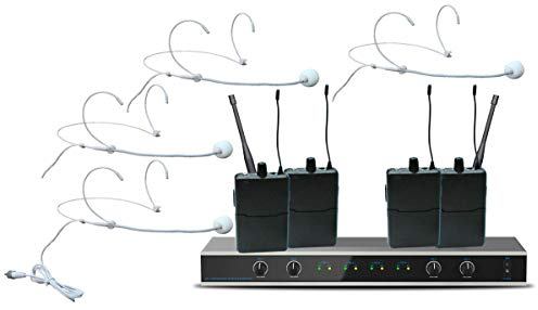 E-Lektron IU-4011H digital UHF Funkmiktrofon System mit 4X Headset-Mikrofon inkl. Taschensender drahtlos Set