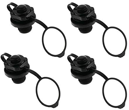 FASTROHY 4pcs Air Valve Caps Screw Valve for Inflatable Boat Air Bed Dinghy Kayak Canoe Fishing Boats Raft Airbed, Black