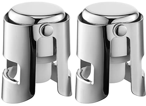 BETTFOR Champagne Stoppers with Stainless Steel Champagne Saver with Food Grade Silicone Leak proof Keep Fresh Suitable for Champagne, Cava, Prosecco and Sparkling (Silver, 2 Pack)