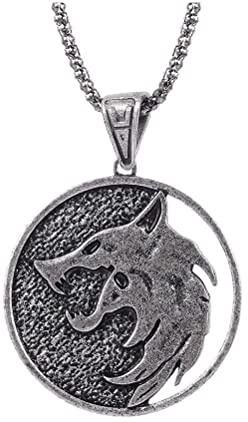 ZHOUJIE - Collar de brujo con medallón vikingo de lobo, plata de ley, joyería nórdica para hombres, niños y mujeres