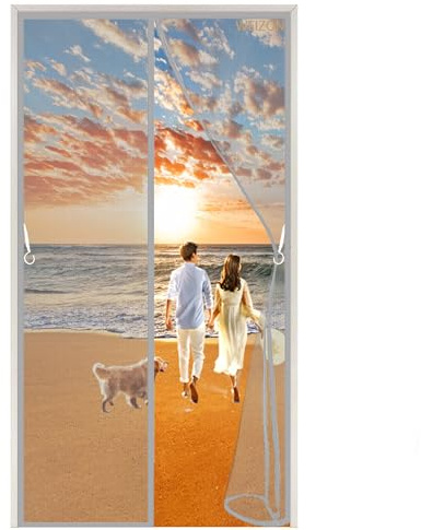 Zanzariera Magnetica per Porte, Tenda Rete Anti Zanzare Insetti 90x245cm Tenda Magnetica Chiusura Automatica Impedendo agli Insetti di Entrare Zanzariera Letto per Portefinestre - Grigio A