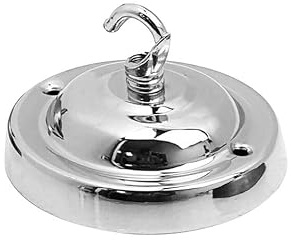 LEDSone Placca con gancio per rosone da soffitto, vintage, in metallo cromato, 10,5 cm, con accessori per lampadari, lampade a sospensione, lampade a sospensione, fioriere, decorazioni