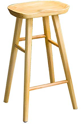 Hocker Barthekenhöhe Massivholzstuhl Nordischer Stil 75 cm Frühstücksbar mit Fußstütze für Wohnzimmer Küche Pub Café (Farbe: Holzfarbe) Interesting