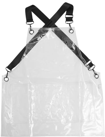 minkissy Unisex Friseur Apron einstellbar Transparente, ölbeständige TPU-Arbeitsschürze für Friseure Salon-Stylist-Schürzen Friseur-Schürze (22.79inX23.58in)