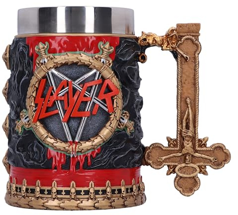 Nemesis Now Slayer Reign in Blood Tankard, Resin, Black/Red, Officially Licensed Slayer Band Merch, Removable Stainless Steel Insert, Cast in The Finest Resin, Expertly Hand-Painted