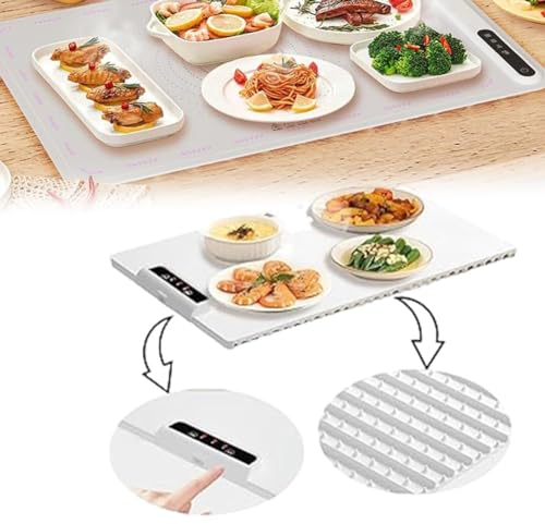 Elektrisches Warmhalte-Tablett mit einstellbarer Temperatur, 2024 Neues Upgrade Elektrische Heizschale, Faltbare Speisenwärmer, Schnelle Erwärmung, Elektrische Warmhalteplatte Tabletts für Buffets