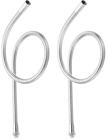 PATIKIL 23,6 Tubo Flessibile Universale Collo Cigno, 2pz M10 Prolunga Tubo Morbido Braccio Flessibile in Metallo Pieghevole a Filettatura Fine per Lampada Attrezzatura, Tono Argento