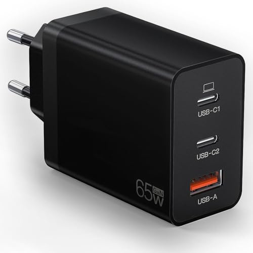 65W USB C Ladegerät, 3Port USB Schnellladegerät, USB C Netzteil Power Adapter Stecker für MacBook Air Pro M1/M2, iPhone 16/15/14/13, Galaxy S24/S23/S22, Switch, Tablet, Laptop, Handys usw