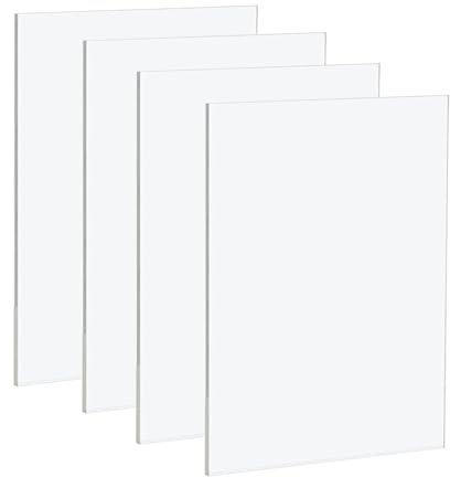 GSHUR Lot de 4 plaques acryliques transparentes A4 - 210 x 297 x 3 mm - En plastique transparent - 3 mm d'épaisseur - Pour décoration, affichage, cadre photo, peinture