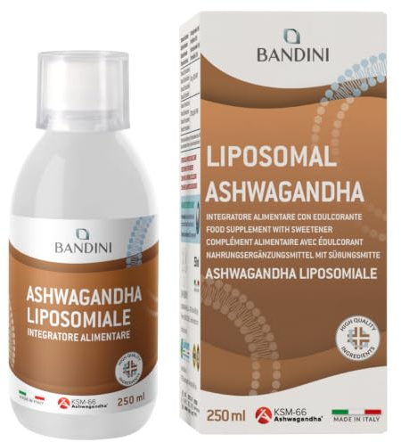 Bandini® Liposomal Ashwagandha Flytande 250 mg - KSM-66 Rotextrakt 250 ml | Hög biotillgänglighet och absorption – med 5% Withanolider - Adaptogen för fysisk och mental trötthet – 25 portioner
