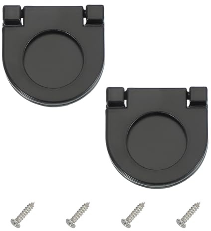 PATIKIL Tirador De Anillo Empotrado De 1.4 Pulgadas (35mm) 2 Piezas Perfil Bajo Tirador De Cajón Aleación De Zinc Mango De Cajón Con Tornillos Para Muebles Armarios Cómodas Negro
