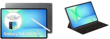 Samsung Galaxy Tab S10 FE+ con Book Cover Keyboard Slim, Android Tablet, Display 13.1' LCD, Wifi, RAM 12GB, 256GB, 10.090 mAh, S Pen, Android 15, IP68, Gray [Versione italiana]
