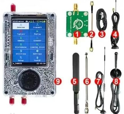 Nytt H4M portaPack H4M HackRF Allt-i-ett-kit med antenner, 3,2 tum TFT 1 MHz-6 GHz professionell trådlös radiosändare ABS skal, uppspelningsinspelning för radiosändtagare från