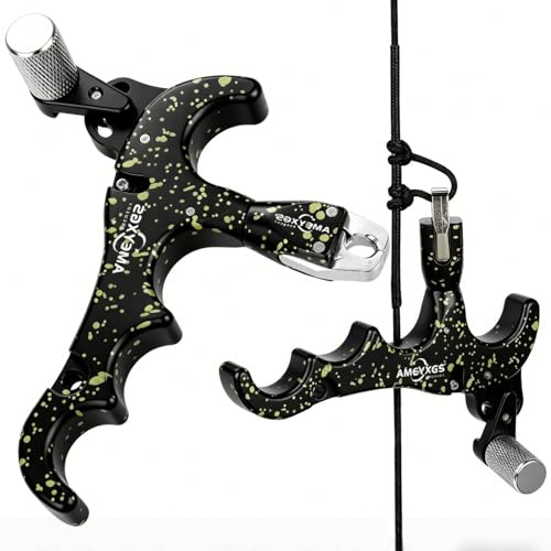 ZSHJGJR Tiro con arco compuesto de liberación de arco ayudas 4 dedos aleación de aluminio compuesto arco liberación sensibilidad ajustable Caliper 360 grados cabeza de sujeción (punteado)